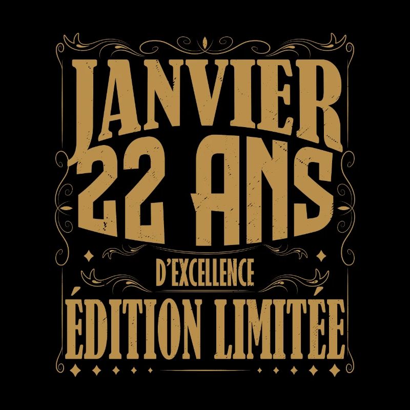 Janvier 22 ans. Cadeau 22 ans janvier anniversaire