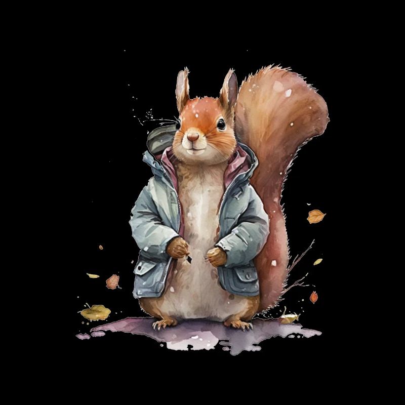 Eichhörnchen-Eichhörnchen trägt eine Aquarelljacke