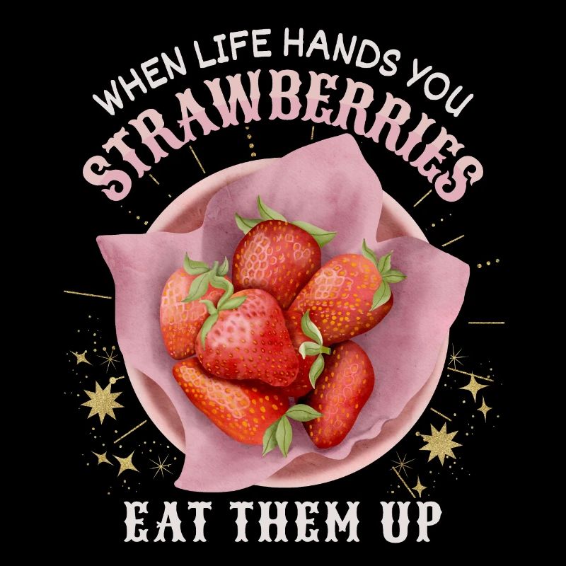 Erdbeeren lustiger Spruch mit Erdbeer Illustration