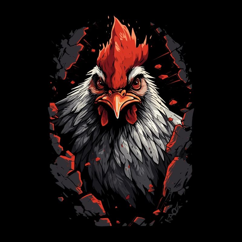 Breaking through walls: strong rooster
