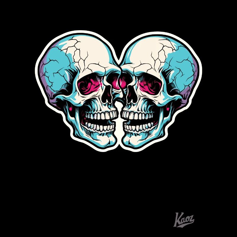 Laughing Cool Twin Skull Skull