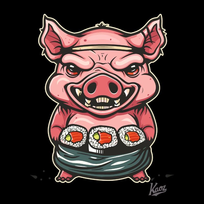 Petit maître cochon sushi effrayant
