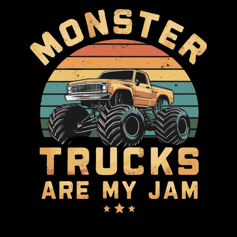 Monster Trucks Are A Jam Retro Sunset