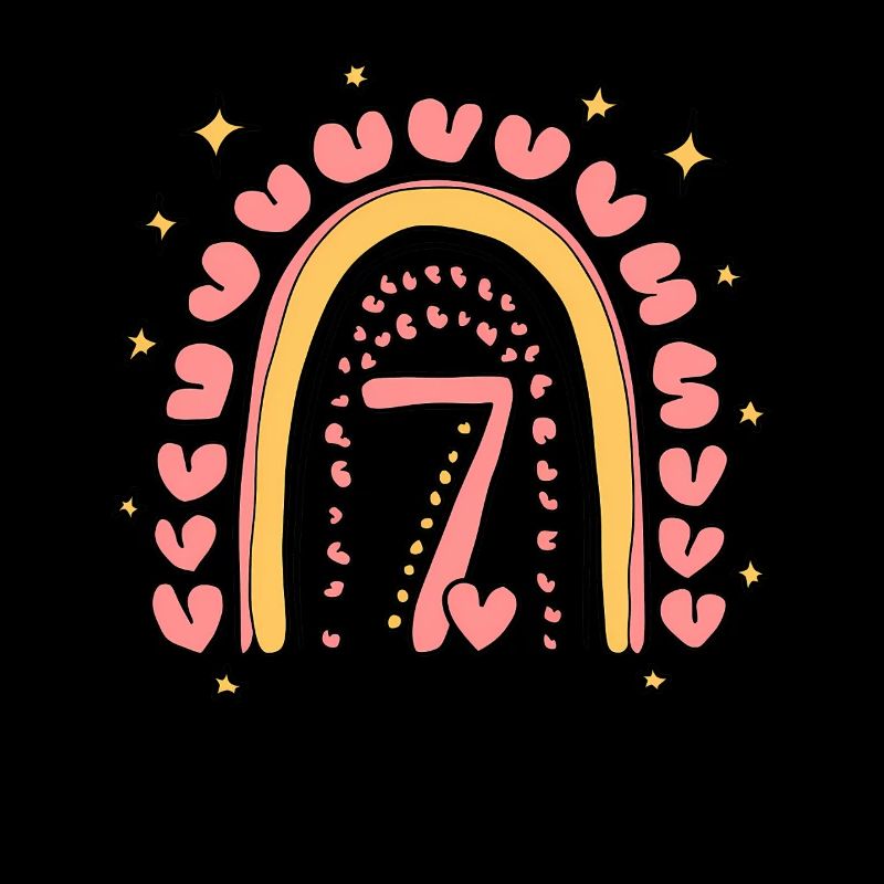 Süßes 7. Geburtstag Herz & Regenbogen Design