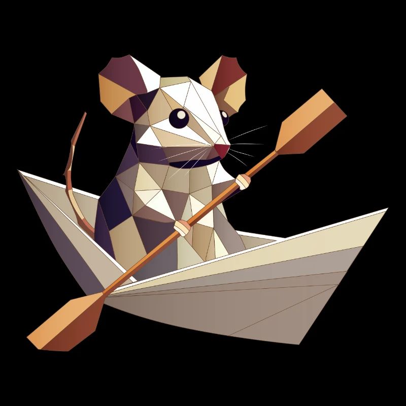 Souris aventureuse dans un bateau en papier