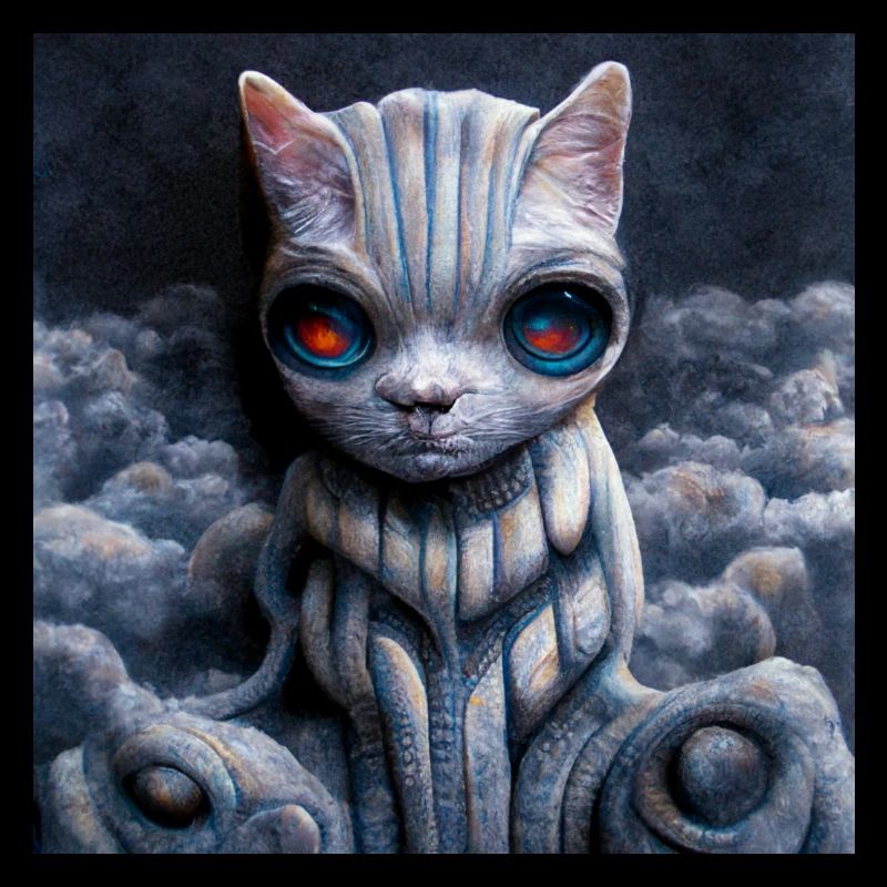 Cosmic Alien Cat with Red eyes
