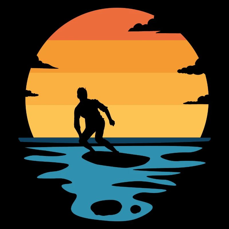 Surfeur Surf Surf Soleil Rétro