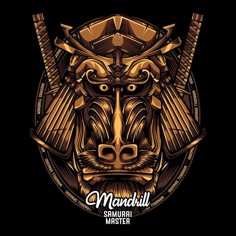 Mandrill Samurai Singe Faune Cadeau Créatif