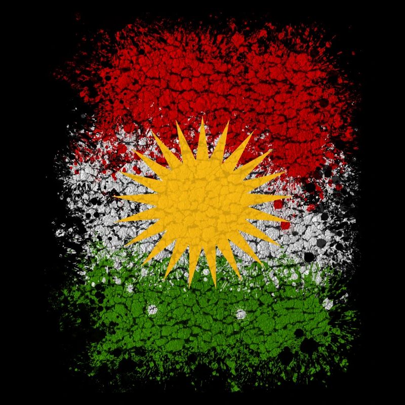 Drapeau kurde. Fier drapeau du Kurdistan
