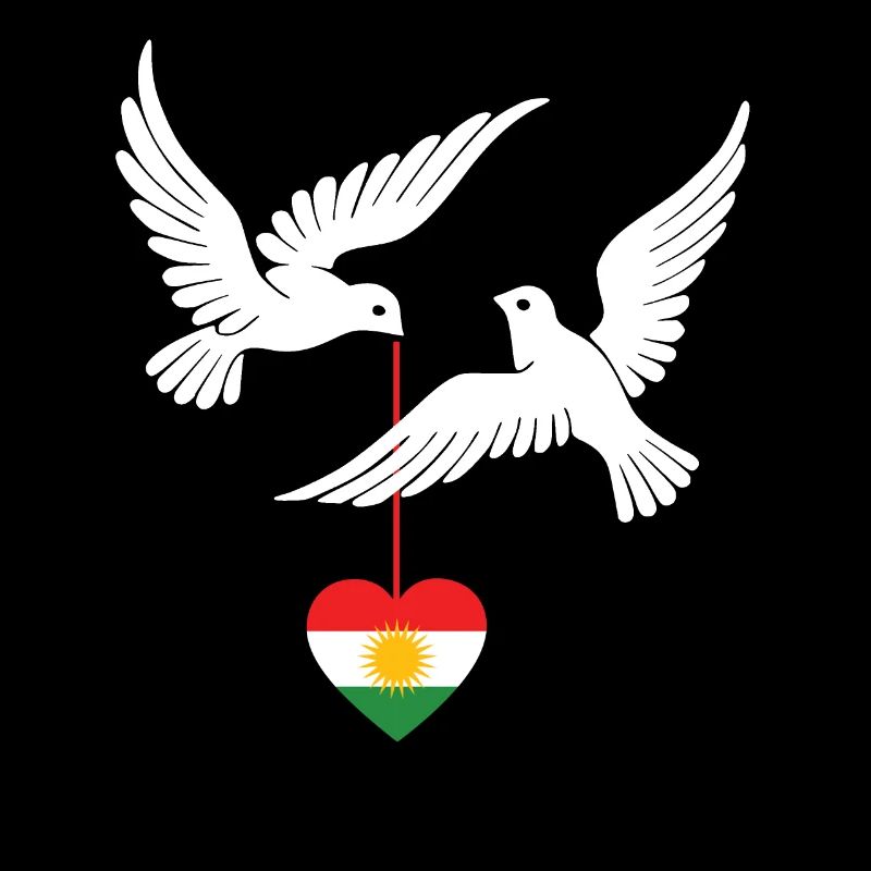 Kurdistan design drapeau kurde avec deux colombes