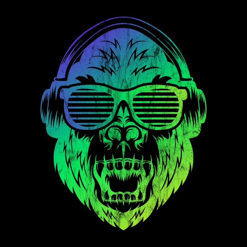 DJ Monkey Affe mit Kopfhörern Sonnebrille Affe
