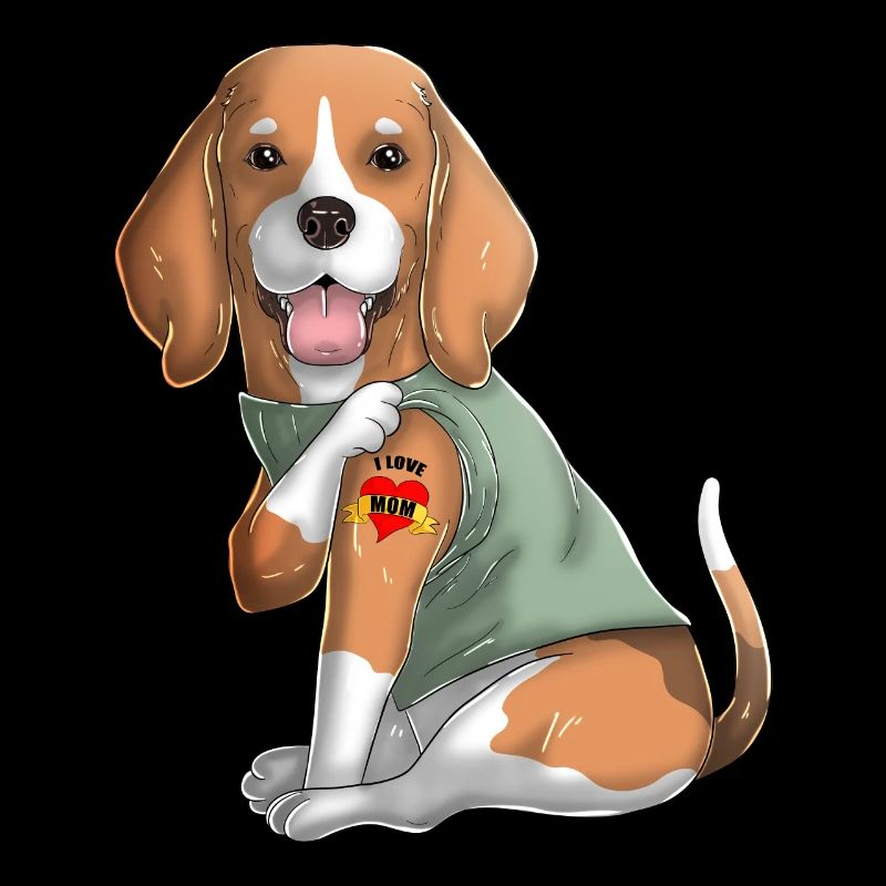 Ich liebe Mama Tattoo Beagle Mama Muttertag Geschenk