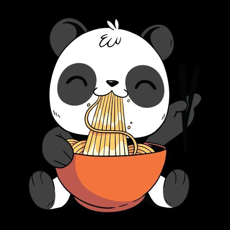 Netter Panda, der Ramen isst