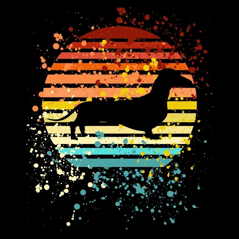 Dackel Dackelhund Silhouette Retro Geschenk