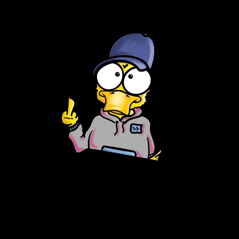Duck with cap middle finger
