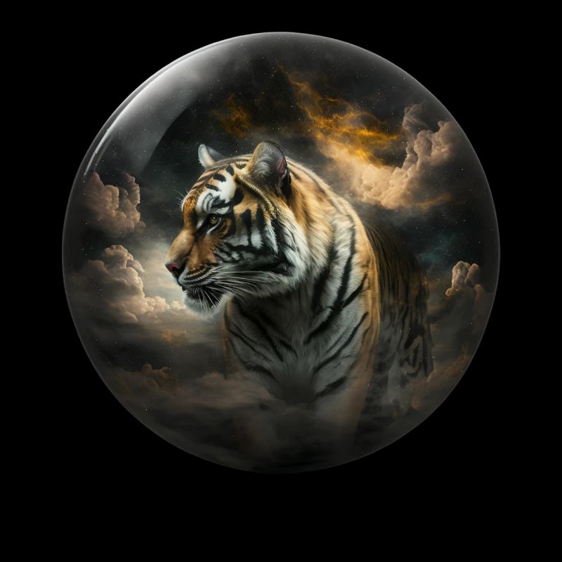 Tiger Glas Kugel Wolke Raubkatze Geschenk Kunst