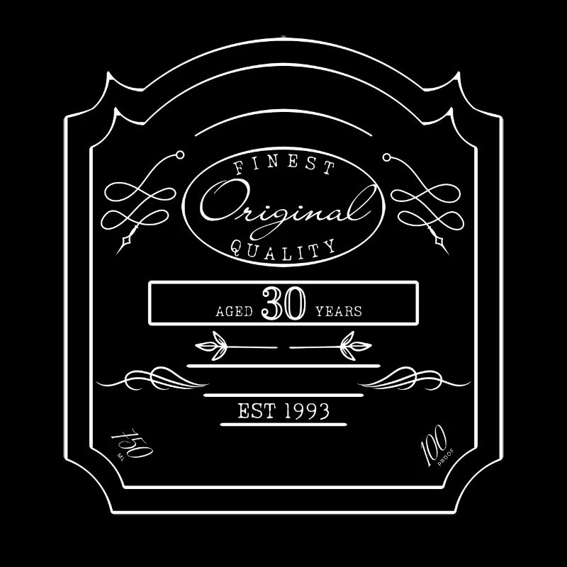 30. Geburtstag Geschenk Whiskey Wein Label 1993