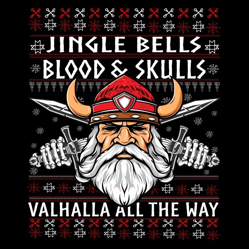 Lustige Jingle Bells Wikinger Weihnachten Hässlicher Pullover