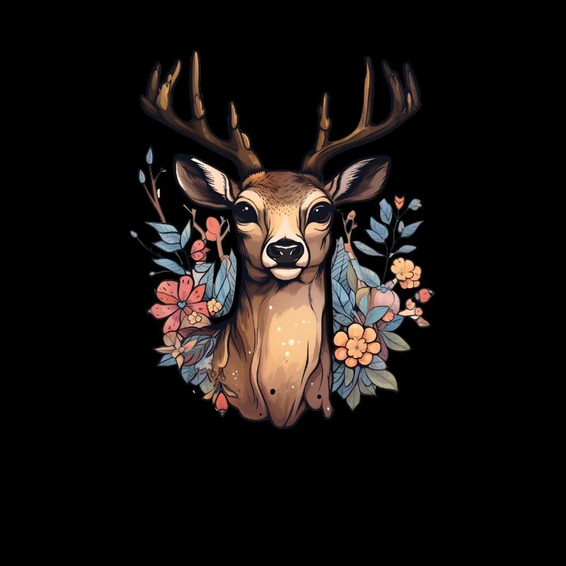 Deer floral pattern