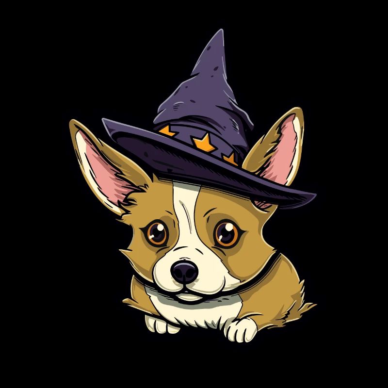 Octobre effrayant Corgi Costume de Sorcière Mignon
