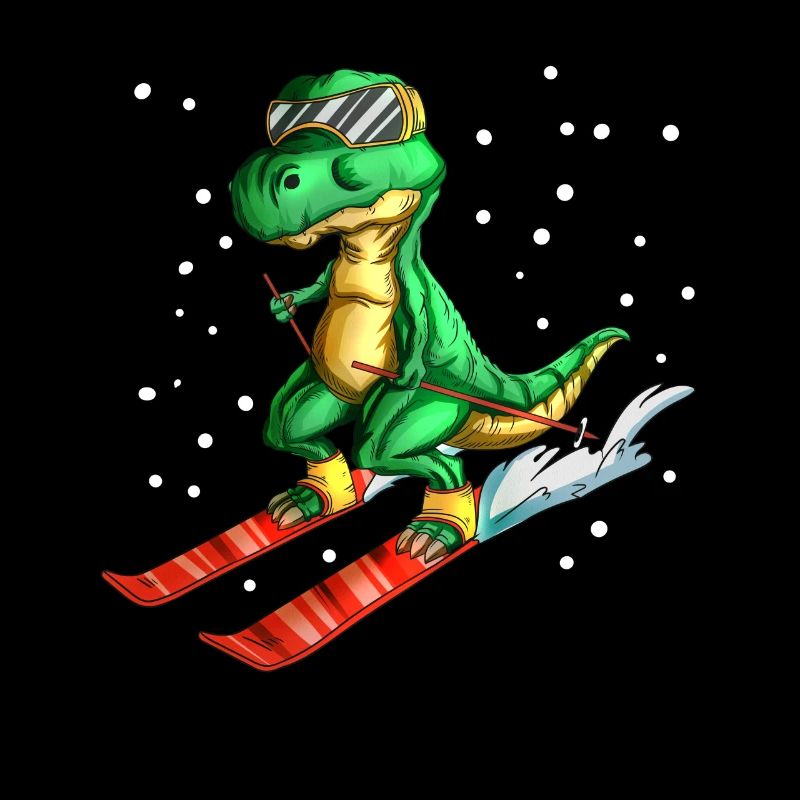 Snow Skiing Driver Dinosaur Snow Slope