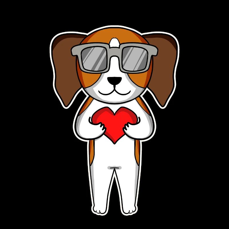 Hund mit Herz und Brille - Beagle