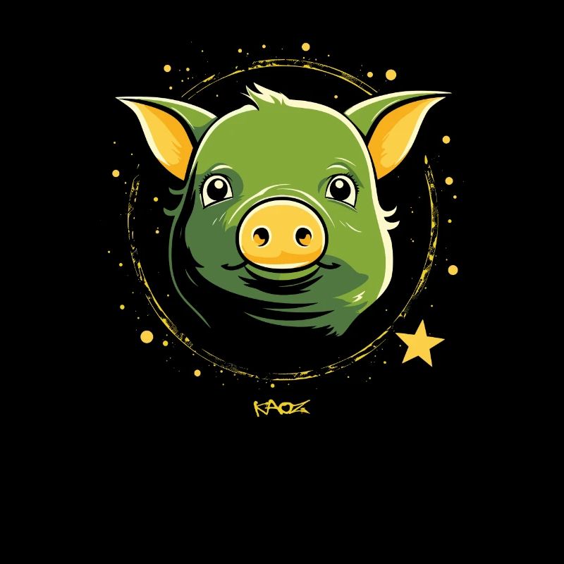 Cochon d'espace vert mignon