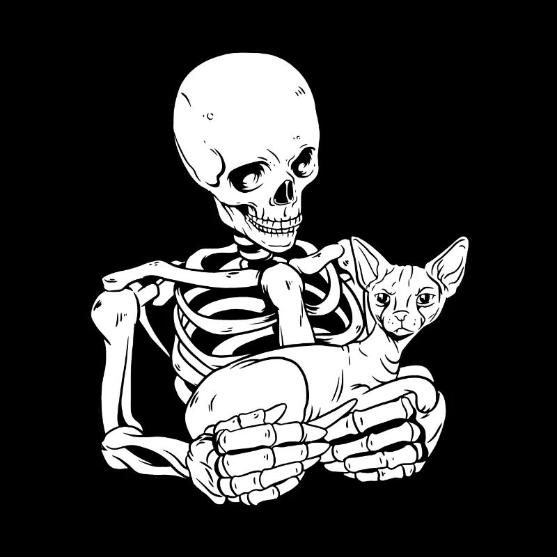 Skeleton Holding Cat