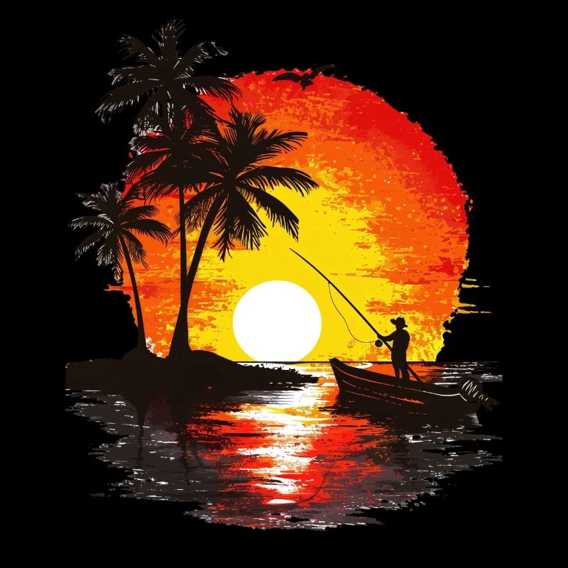 Coucher de soleil Pêche Île Tropicale