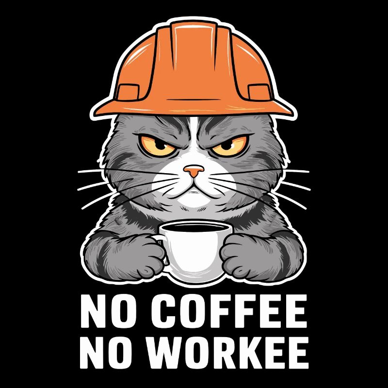 Pas de café pas de travail Conception de chat