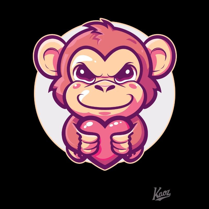 Singe mignon avec du cœur et de l’amour