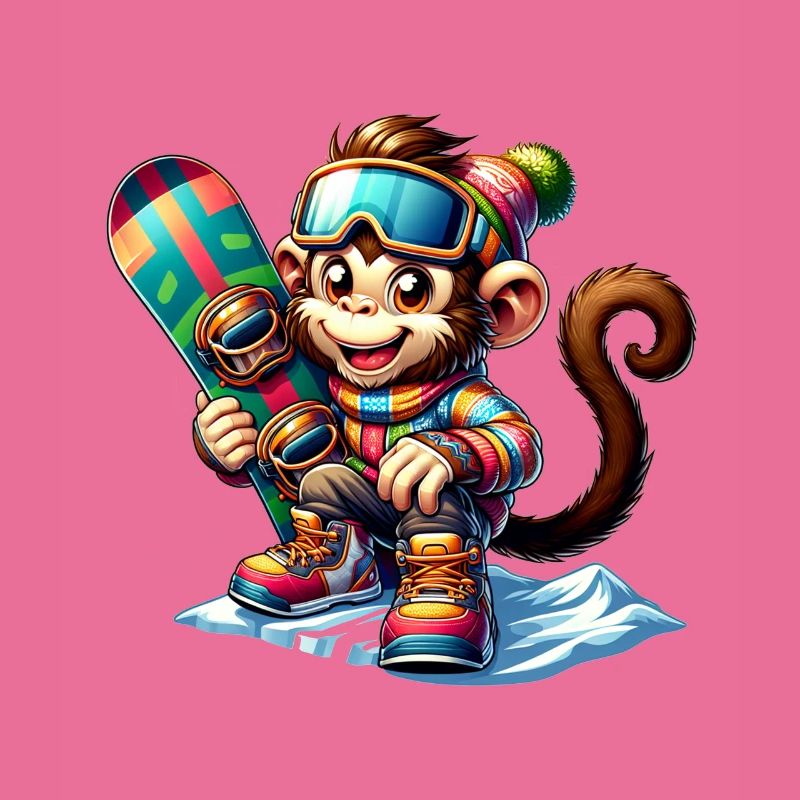 Cute Snowboarder Monkey