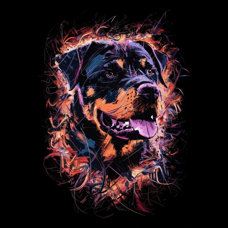 Rottweiler Art Drawing Abstract Dog