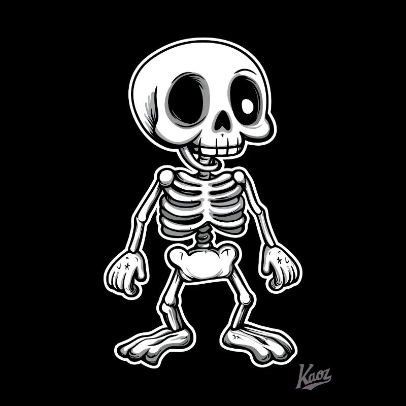 Squelette rétro de dessin animé drôle