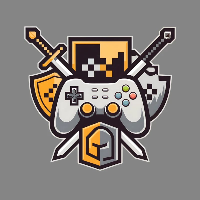 Logo de jeu – manette et épée Pixel Art