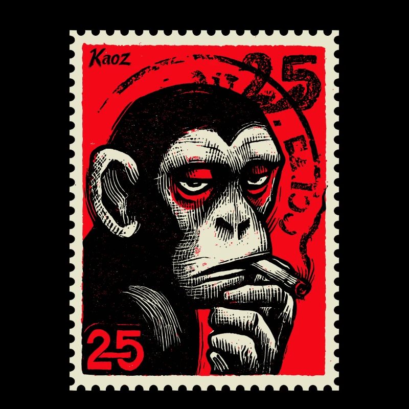 Cool monkey on postage stamp