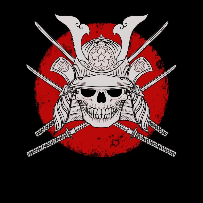Samurai warrior, sunset, skull Japan