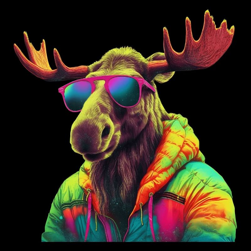 Elch mit Sonnenbrille Bunt Coole Elche Waldtier