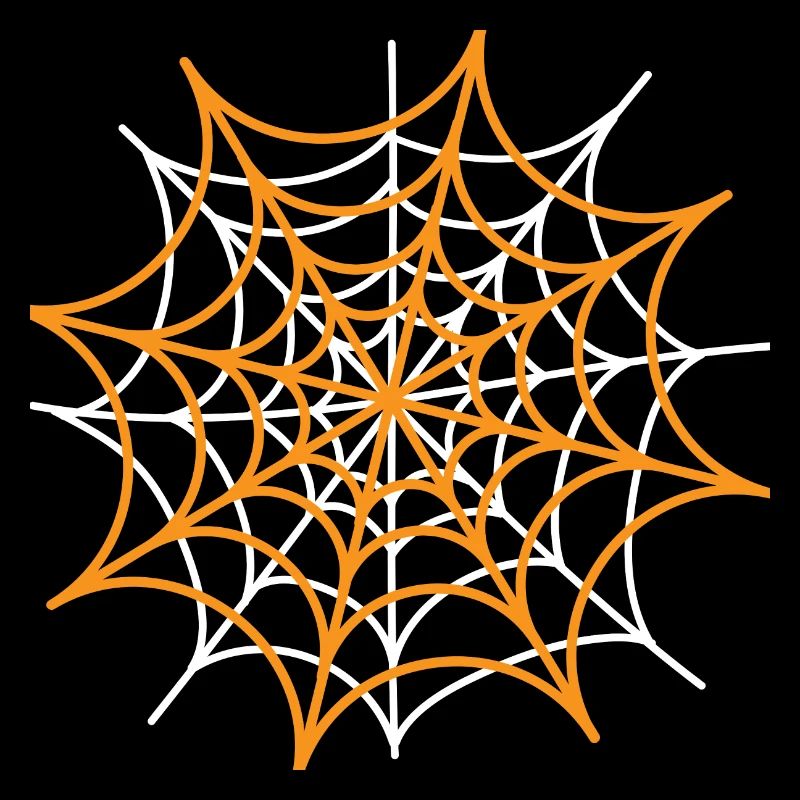 Weißes und orangefarbenes Spinnennetz