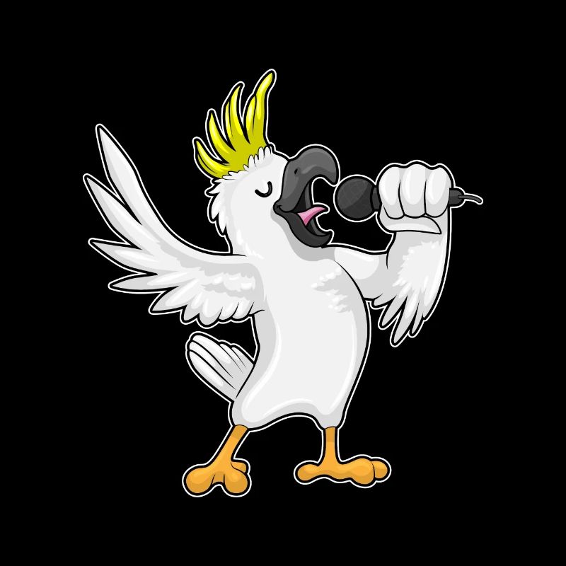 Parrot as singer with microphone