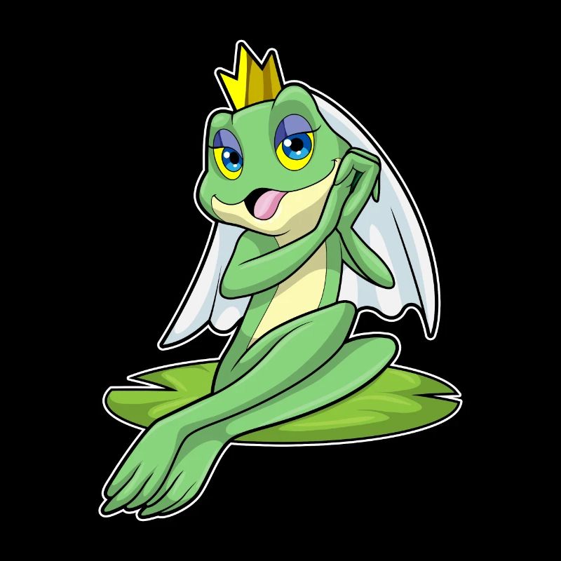 Frog as bride at wedding with crown