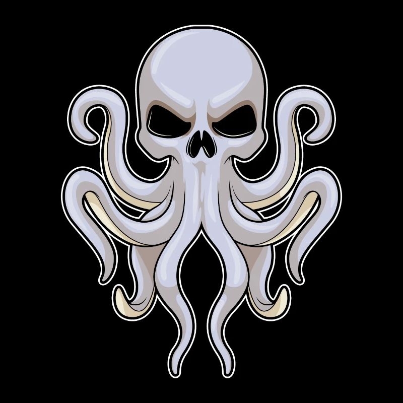 Krake mit 8 Arme & Totenkopf