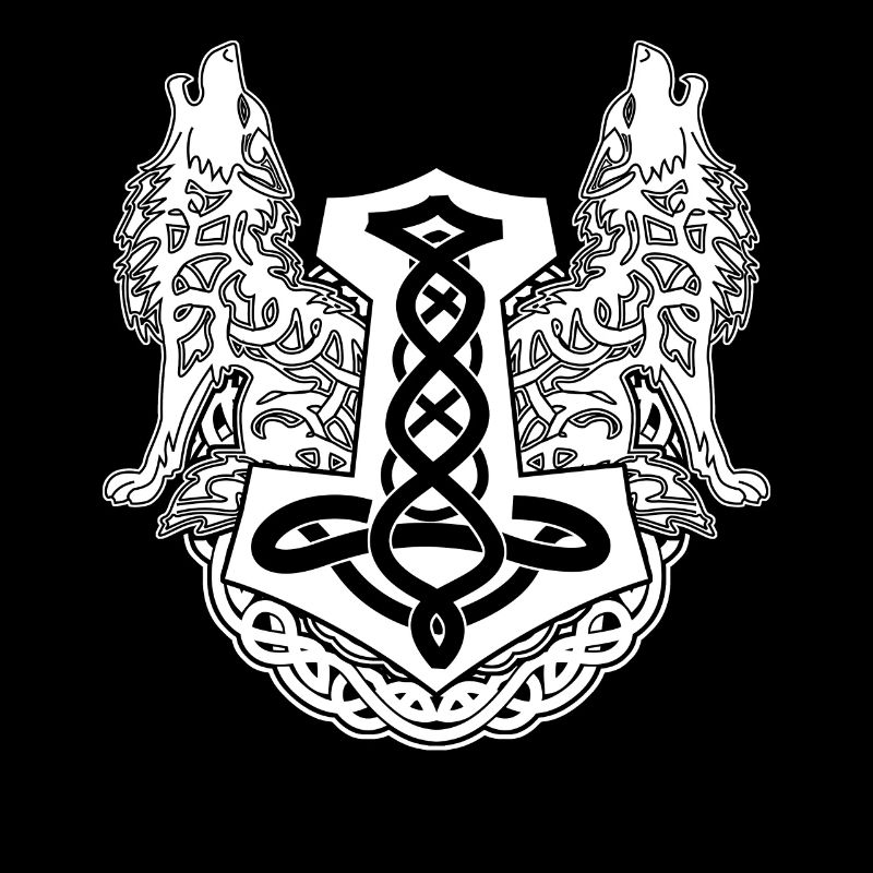 Wolf Odins Wölfe Odhin Wikinger Hammer