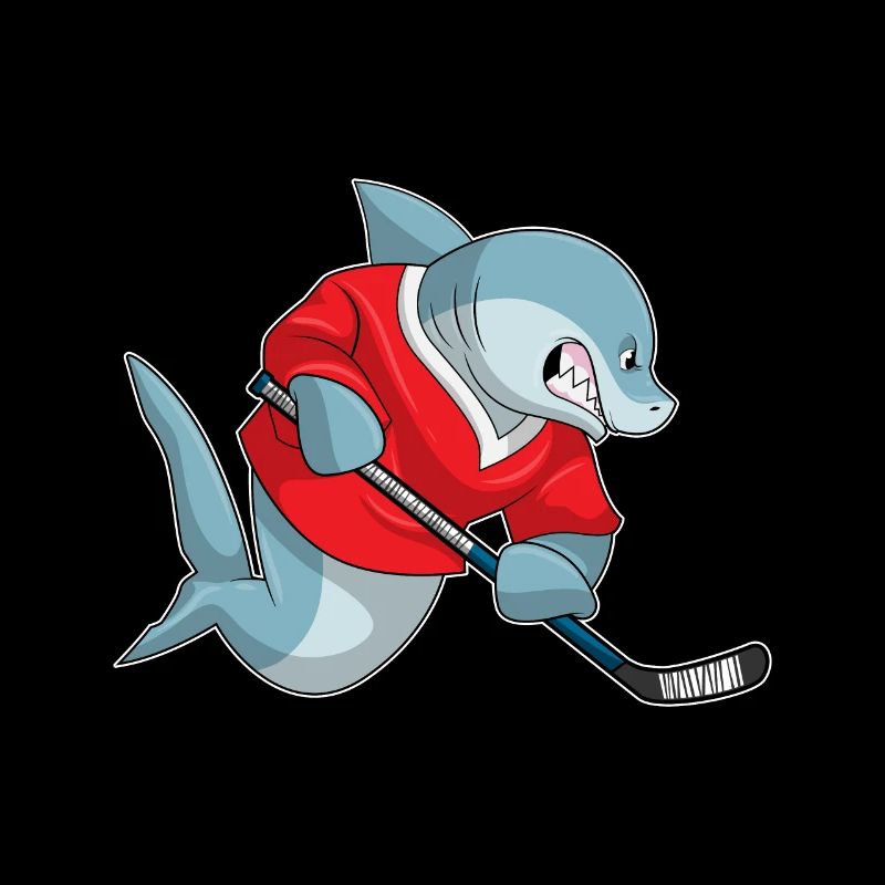 Hai beim Eishockey mit Eishockeyschläger