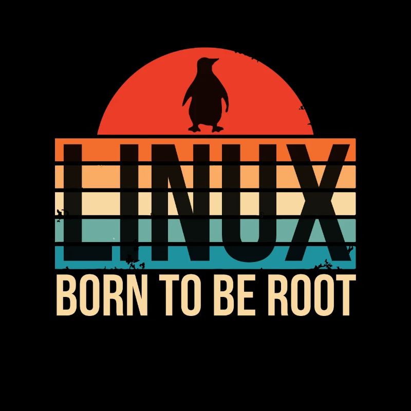 Linux né pour être Root Penguin Nerd Coding Geek