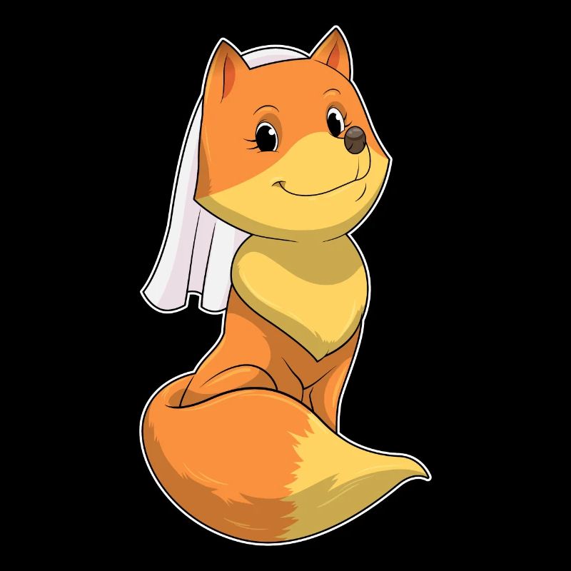 Renard comme mariée avec voile