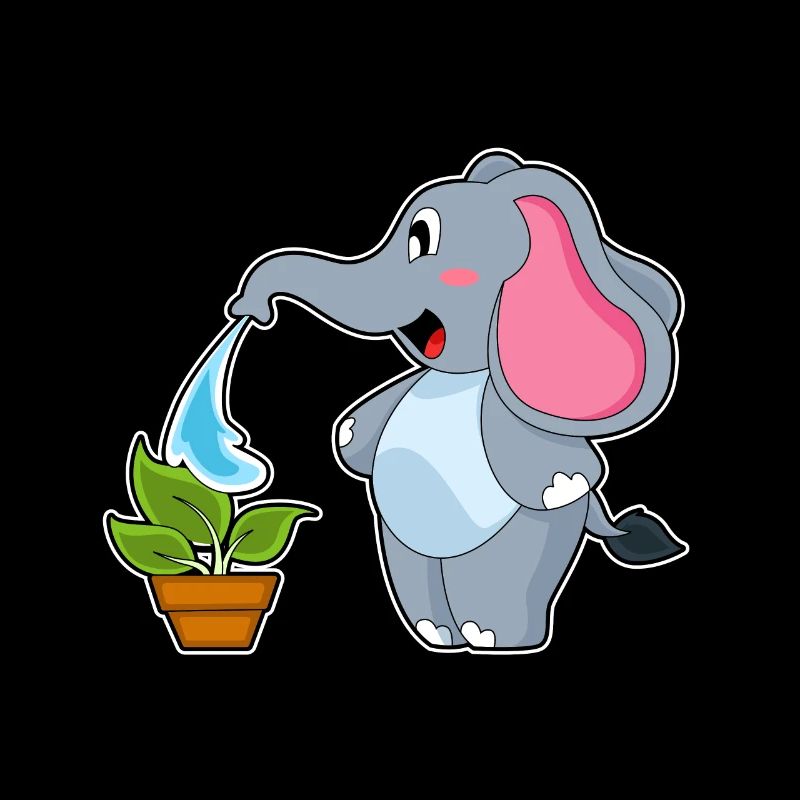 Éléphant avec plante
