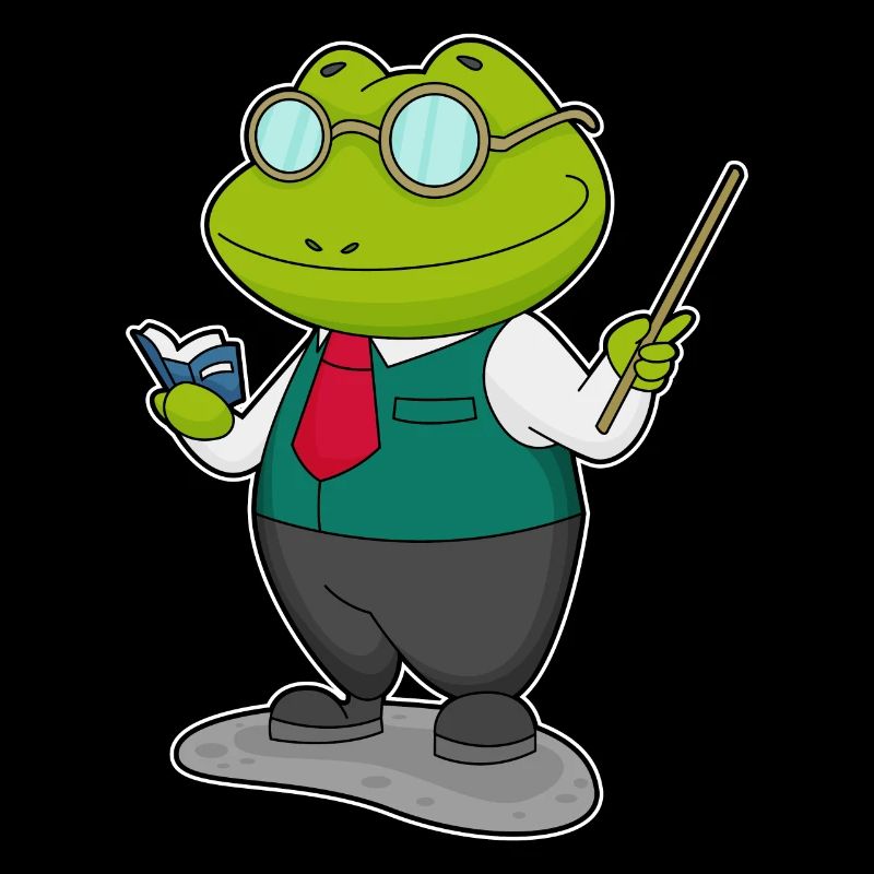 Frog as a teacher with a book