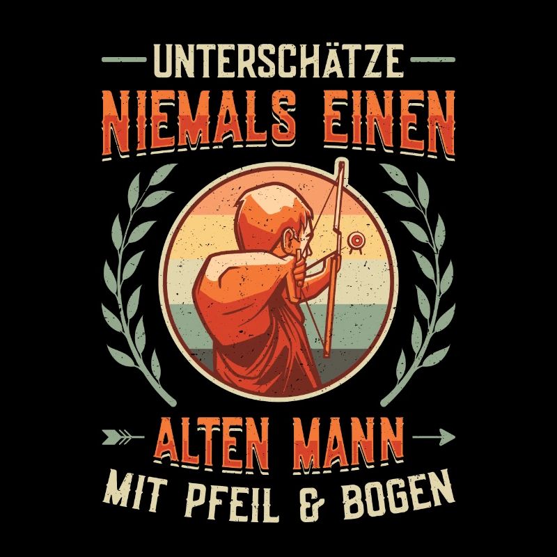 Alter Mann Mit Pfeil und Bogen, Bogenschießen.
