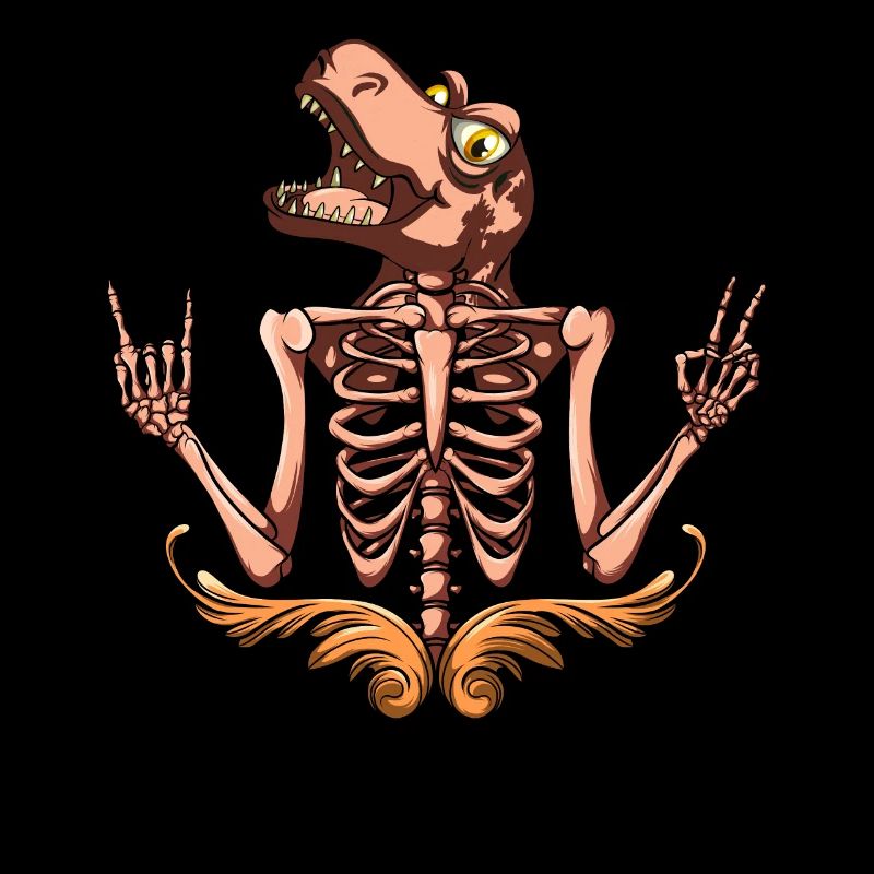 Halloween Skeleton with Dinosaur Funny Hello